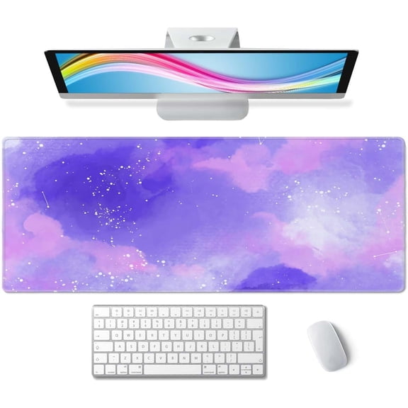 Large Gaming Mouse Pad with Stitched Edges, Cute Stellar in Watercolor Desk Mat, Extended XL Keyboard Pad, Non-Slip Rubber Base Desk Pad for Keyboard and Mouse, 31.5X11.8 inch