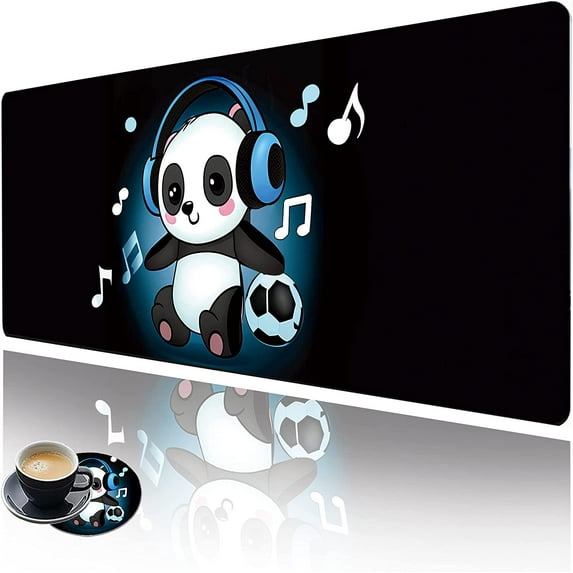Large Gaming Mouse Pad with Stitched Edges, Extended XXL Mouse Pad Large (31.5x11.8 Inch) w/ Brilliant Design, Desk Mat Keyboard Pad Non Slip Base Multifunctional Desk Pad - Music Panda