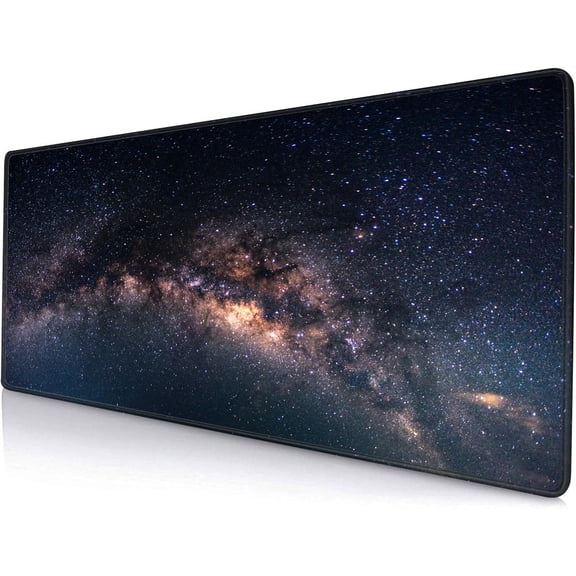 Large Gaming Mouse Pad with Stitched Edges, Galaxy Desk Mat, Extended XL Keyboard Pad, Non-Slip Rubber Base Desk Pad for Keyboard and Mouse, 31.5X11.8 inch