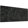 thumbnail image 1 of Large Gaming Mouse Pad with Stitched Edges, Topographic Map Topo Mousepad Gaming, Extended XL Large Mousepad with Anti-Slip Base, Cool Mouse Pads for Desk, 31.5 x 11.8 in, Black, 1 of 6