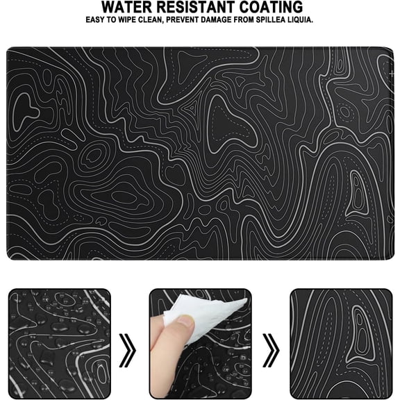 Large Gaming Mouse Pad, Waterproof Extra Large Mousepad with Stitched Edges, 31.5" x 15.7" Non-Slip Rubber Base Office Big Long Keyboard Pad for Office Gamer Home XXL, Black