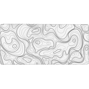 Large Gaming Mouse Pad White Topographic Contour Mouse Pad with Stitched Edges & Nonslip Rubber Base Extended XXL Long Mousepad Big Desk Mat for Company Office Work, 35.4 x 15.7 in