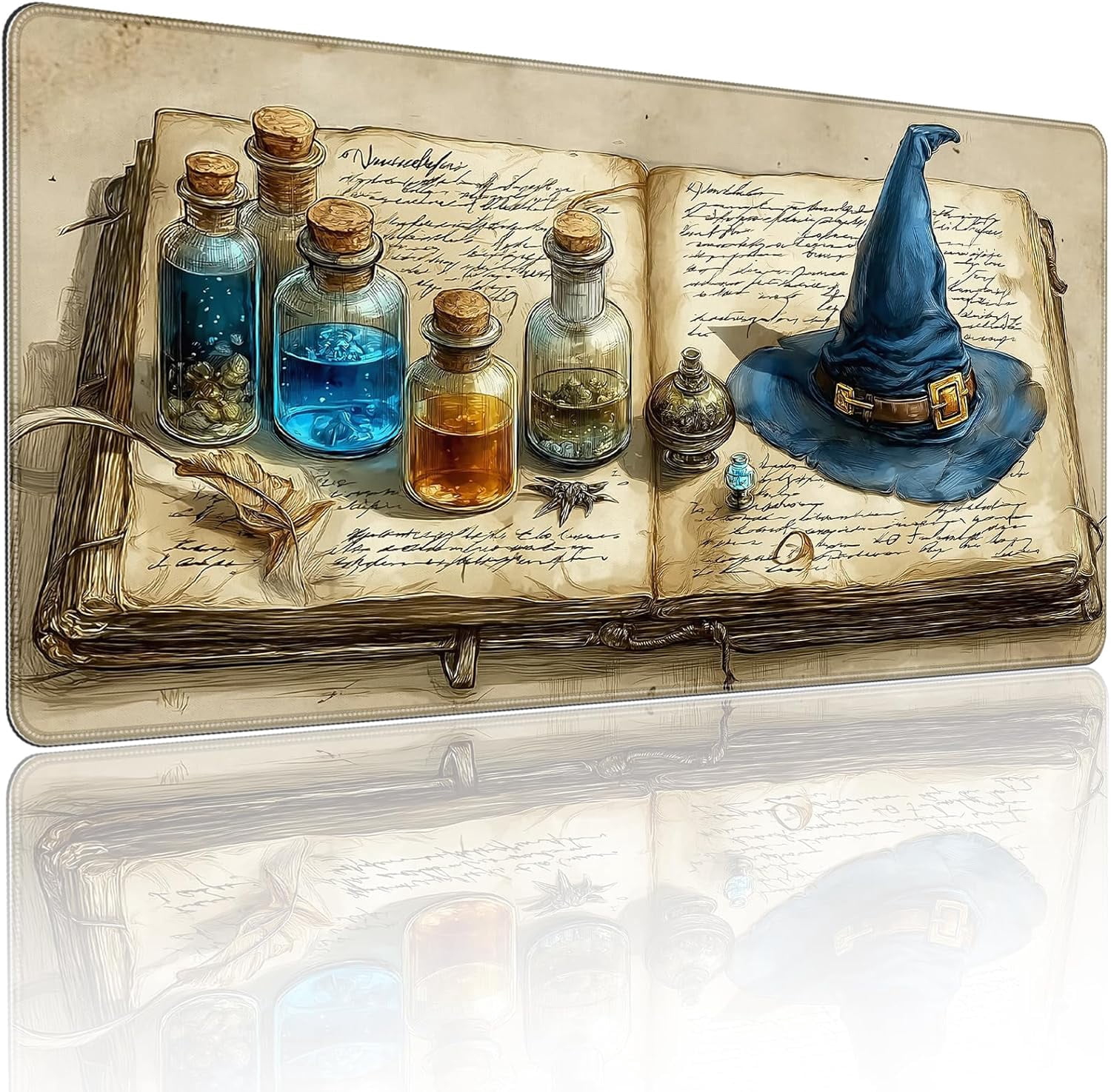 Wizard Note Pad Large Gaming Mouse Pad, Wizard Spellbook Design, 35.4 x 15.7 Inches ...