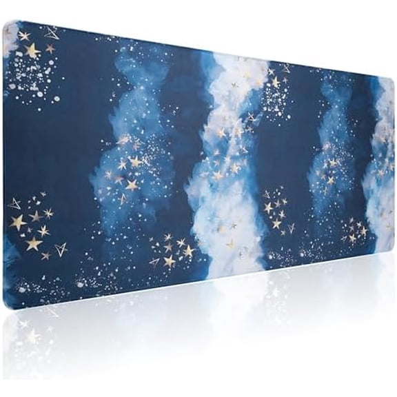 Large Gaming Mouse Pad XL Desk Mat, Mousepads, Extended Desk Pad, Mouse Mat with Anti-Slip Rubber Base-Blue Star Sky (31.5 x 15.7 x 0.12 Inches)