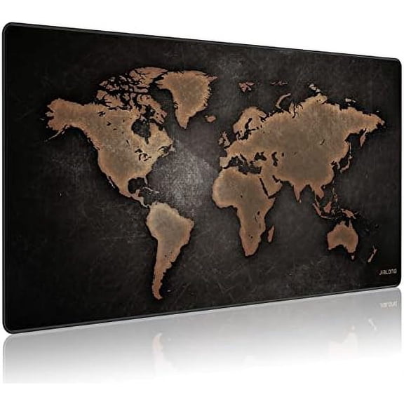 Large Gaming Mouse Pad, XXL Desk Mousepad with Stitched Edges, Non-Slip Base Keyboard Pad for Gamer, Office & Home Retro Map
