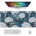 thumbnail image 1 of Large Gaming Mouse Pad, XXL Desk Pad, 35.4 x 15.7 Inch, Non-Slip Rubber Base, Stitched Edges, Superior Surface, Waterproof Keyboard Mat, Large Mousepad for Gamer, Office & Home, White Peony, 1 of 6