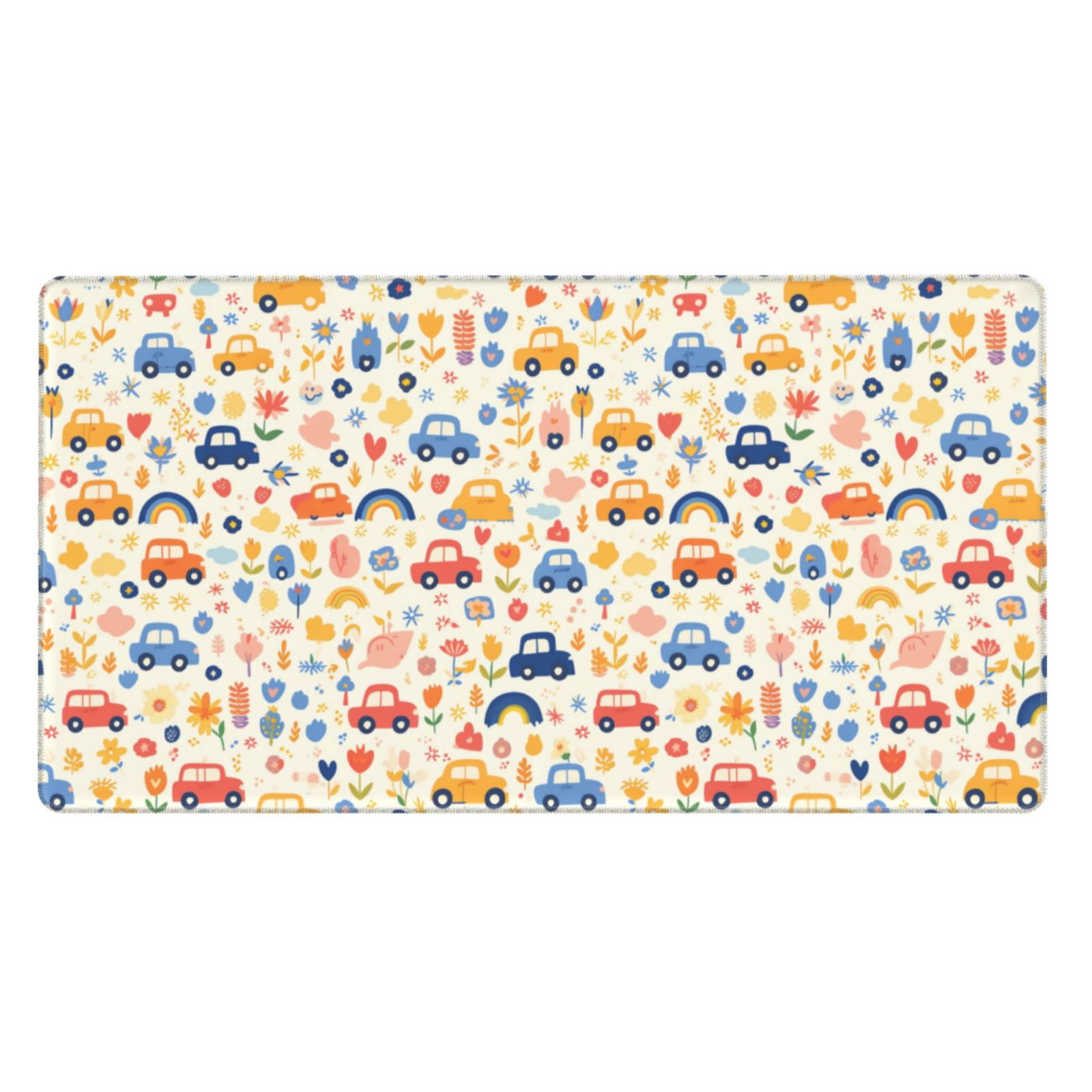 Large Gaming Mouse Pad - cartoon flower rainbow car Non-Slip Rubber ...
