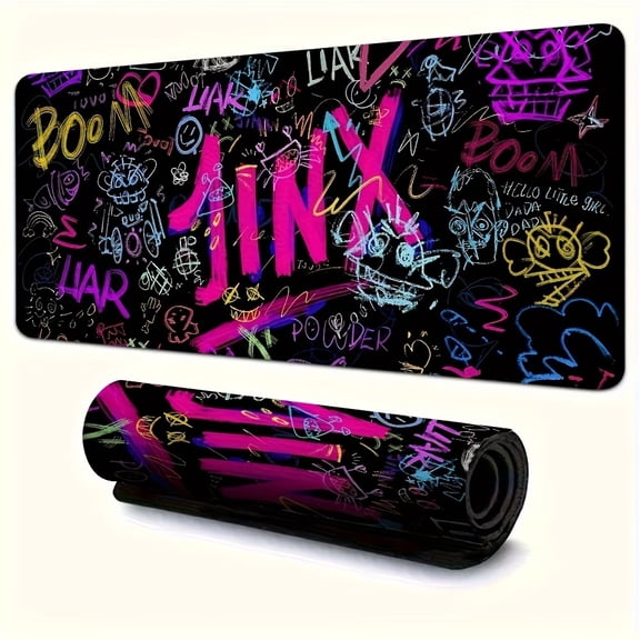 Large Gaming Mouse Pad with Rubber Base - Vivid Doodle Design for Office, School, and Home Decor