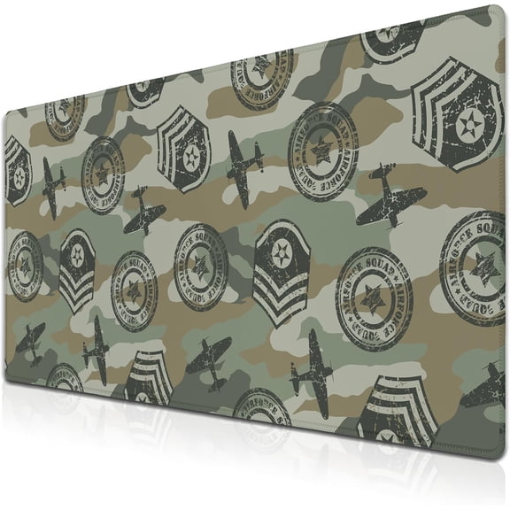 Large Gaming Mouse Pads, Moving Mouse Pad Computer Desk Mat, Large Mousepad Non-Slip Rubber Base Waterproof with Stitched Edges, 35.4 X 15.7 inch for Work/Game/Office/Home Military Badges