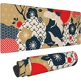 thumbnail image 1 of Large Gaming Mousepad Desk Mat for Desktop, Cute XL Big Japanese Mouse Pad with Cherry Blossoms and Flamingo, Ocean and Wave, Extended Makeup Mat with Golden Texture for Keyboard, Laptop 31.5*11.8 In, 1 of 6