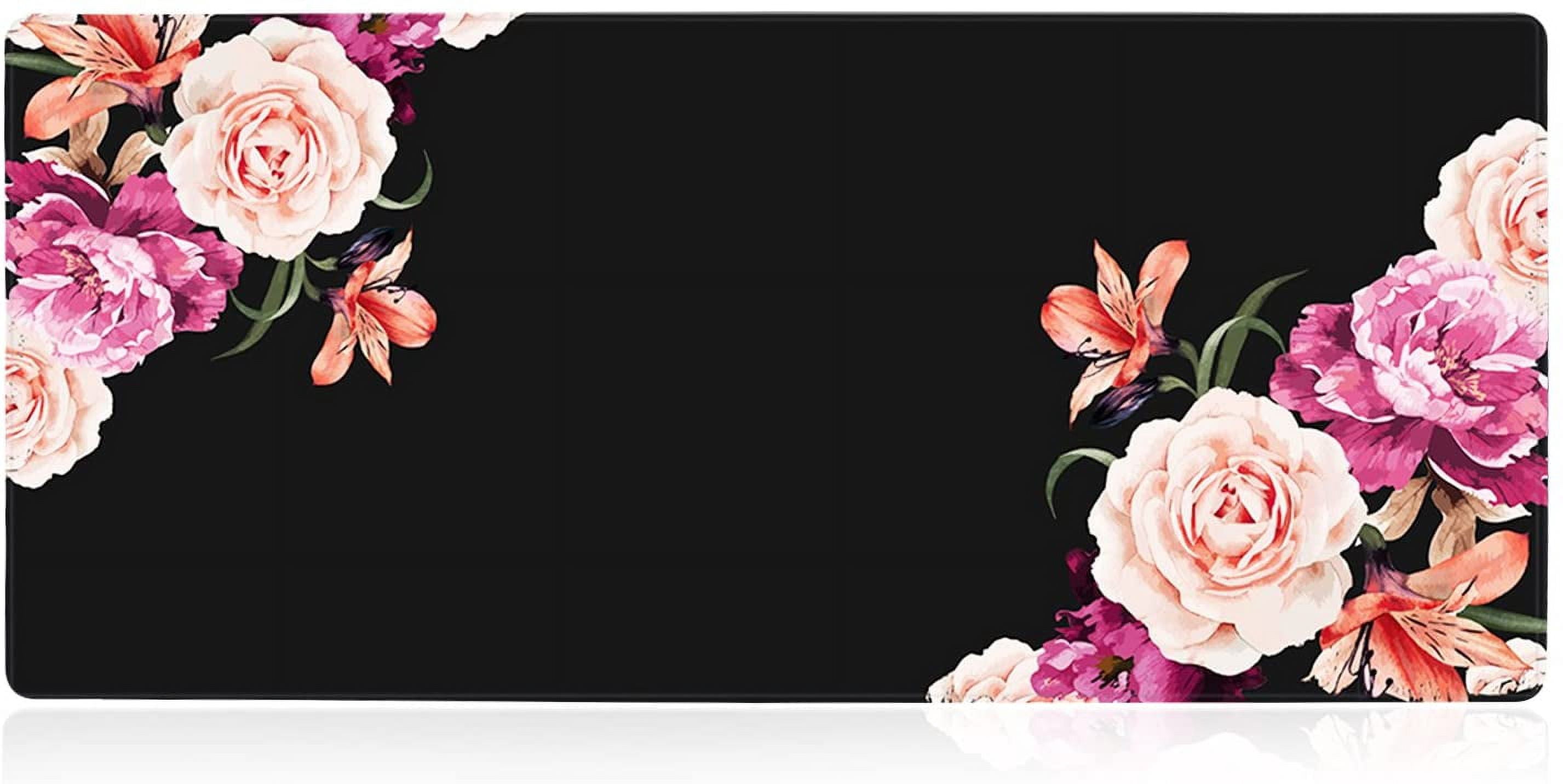Large GamingNon-Slip Rubber Base Computer Premium-Textured & Waterproof Mouse Pad for Desk, 35.1 x 15.75-inch 2.5mm Thick, Peony Flower