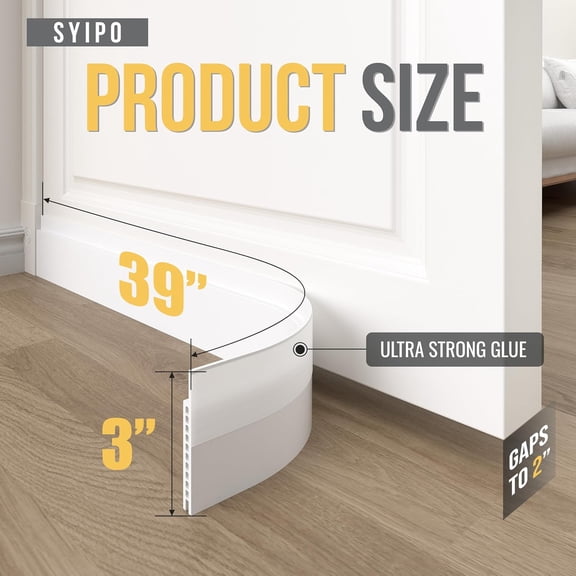 Large Gap Door Draft Stopper, 3 Inches Wide x 39 Inches Long Adjustable Widened Door Bottom Seal for Outdoor/Indoor Doors, Door Bottom Draft Stop/Soundproofing/Insulation Strip, Door Bottom Seal, 1 P