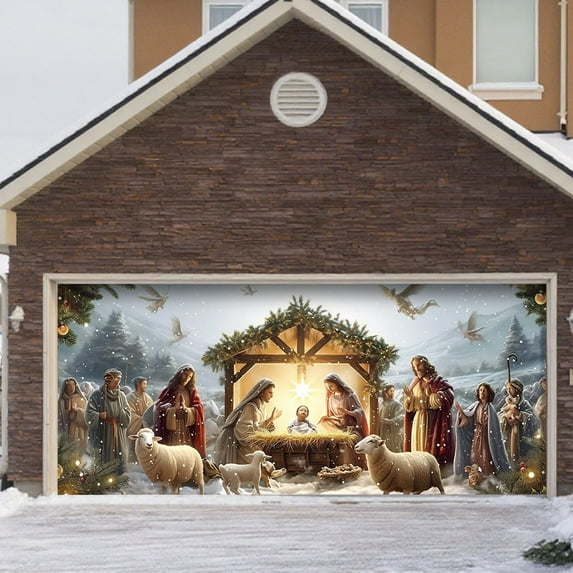 Large Garage Door Banner Outdoor Holiday Welcome Sign for Festive Seasonal Decoration in Front Porch or Yard