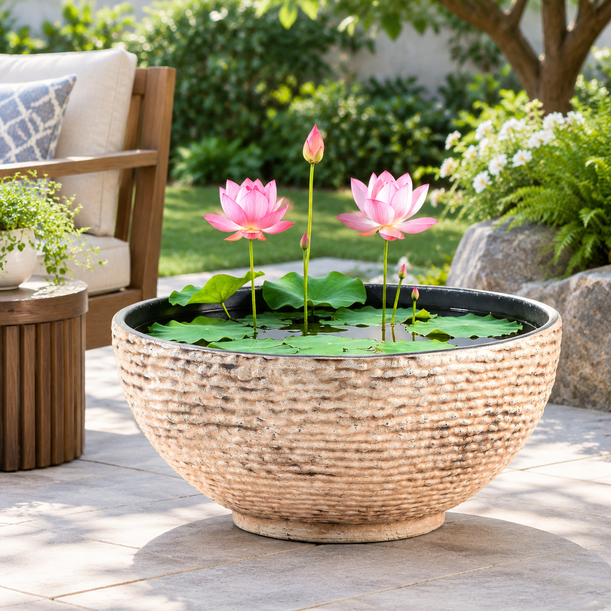 Large Garden Bowl Planter, Earth Yellow, 15.6 Inch, Marble Texture for ...