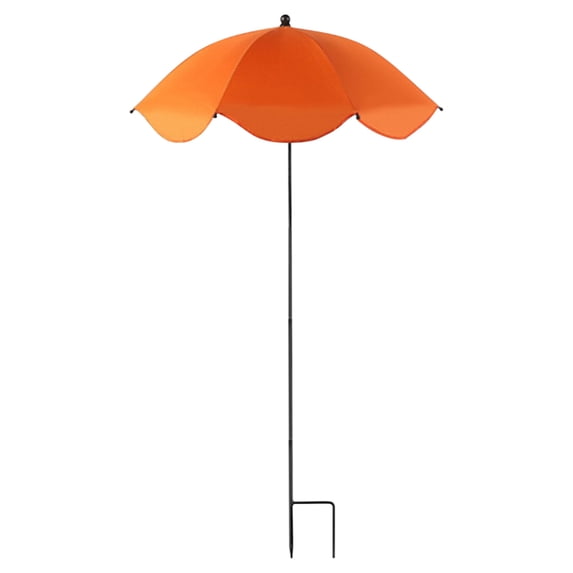Large Garden Parasol with Plant Stake, Outdoor Sunshade & Rain Protection Umbrella for Potted Plants, Durable Metal Frame, Weather-Resistant Rubberized Cloth Orange