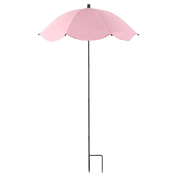 Large Garden Parasol with Plant Stake, Outdoor Sunshade & Rain Protection Umbrella for Potted Plants, Durable Metal Frame, Weather-Resistant Rubberized Cloth Pink