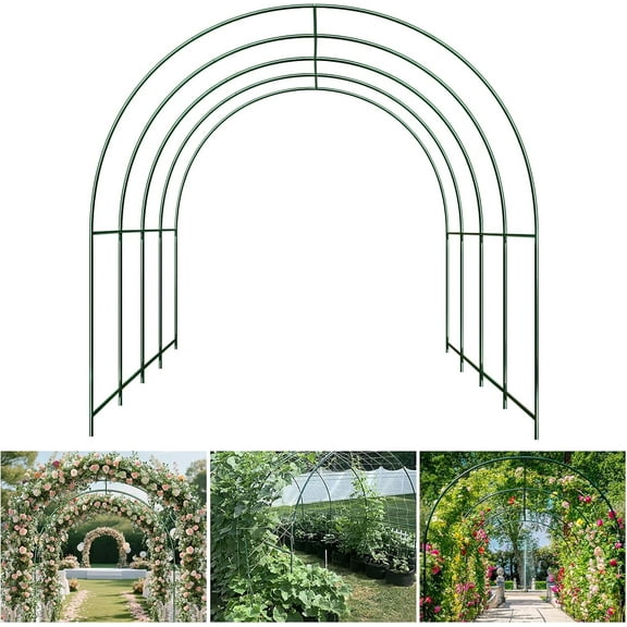 Large Garden Support Arch Frame for Climbing Plants, 13.1 x 7.05 x 7.22 ft Heavy Duty Plant Climbing Arbor Arch, Multi-Purpose Support Frame for Vines, Weddings & Backyard Decoration