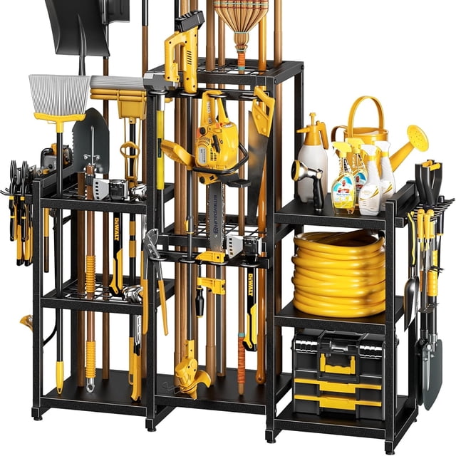 Large Garden Tool Organizer Heavy Duty Yard Tool Storage Rack Holds Up ...