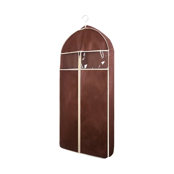 Large Garment Bag with Clear Window, 35x24x4in (Coffee) - for Hanging Suits, Jackets, Travel & Wardrobe