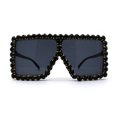 thumbnail image 1 of Large Gem Rhinestone Jewel Oversize Mob Sunglasses All Black, 1 of 4