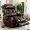 Large Genuine Leather Power Lift Recliner for Elderly, Dual Motor with