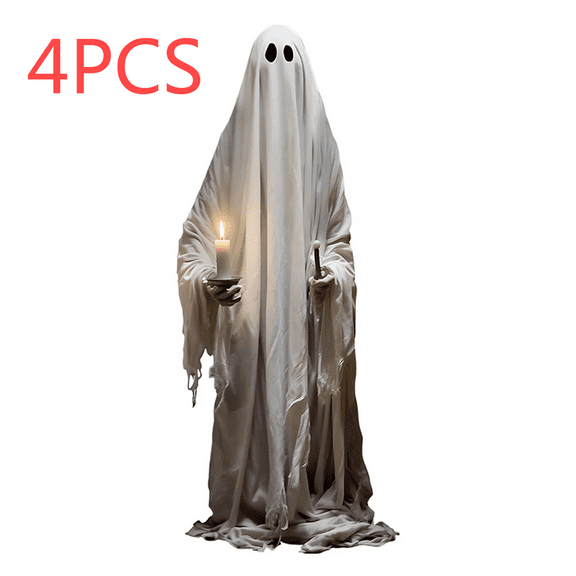 Large Ghost Wall Decals Set (4Pcs) - Self-Adhesive PVC Halloween Door Stickers | Spooky Window Clings for Living Room & Outdoor Scary Decor, No Residue Removal(Multicolor)