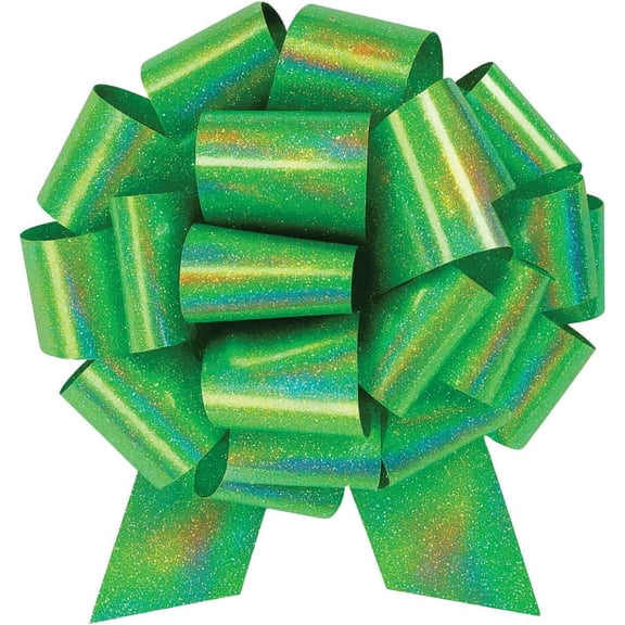 Large Gift Bow 12" Pull String Perfect for Wrapping Big Presents Cars Bikes & More (Green Glitter, 1XBow)