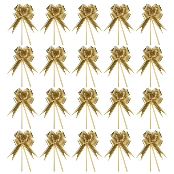 Large Gift Bow 5.9x3.5 Inch, 20 Pack Pull Bows for Gift Wrapping Present Wedding Valentine's Day, Gold Tone