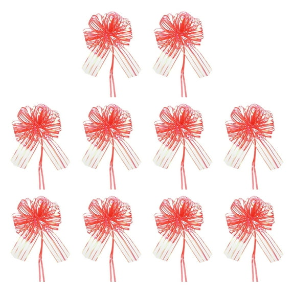 Large Gift Bow 7.5x5.9 Inch, 10 Pcs Pull Bows for Gift Wrapping Present Wedding Valentine's Day, Red