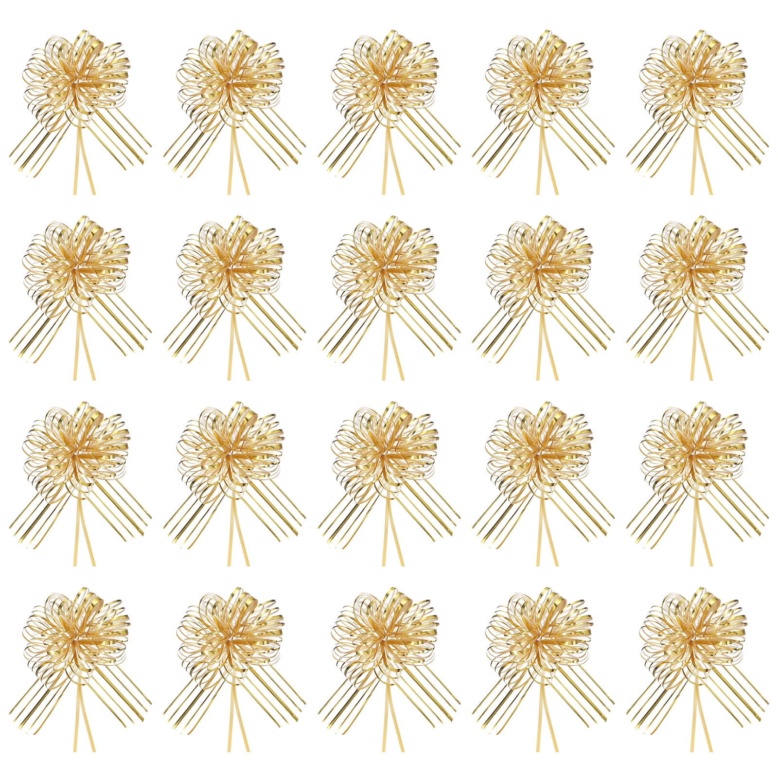 Large Gift Bow 7.5x5.9 Inch, 20 Pcs  Pull Bows for Gift Wrapping Present Wedding Valentine's Day, Gold Tone