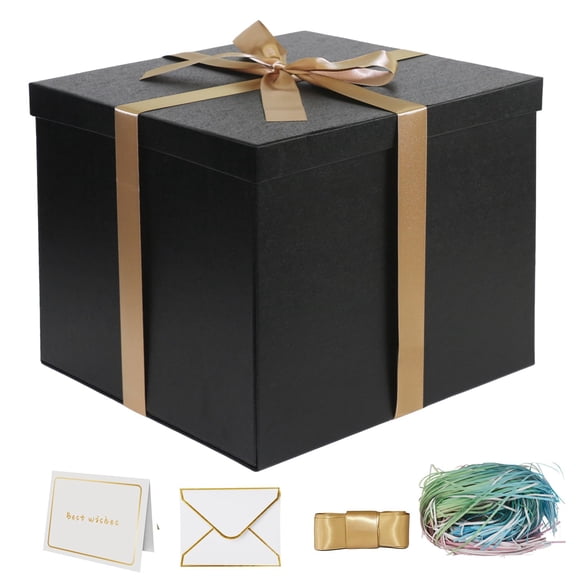 Large Gift Box 12x12x10 Inches,Black Gift Boxes for Presents,Birthday Box,for Packaging,Valentine's Day,Mother's Day,Christmas,Anniversaries,Family or Business.