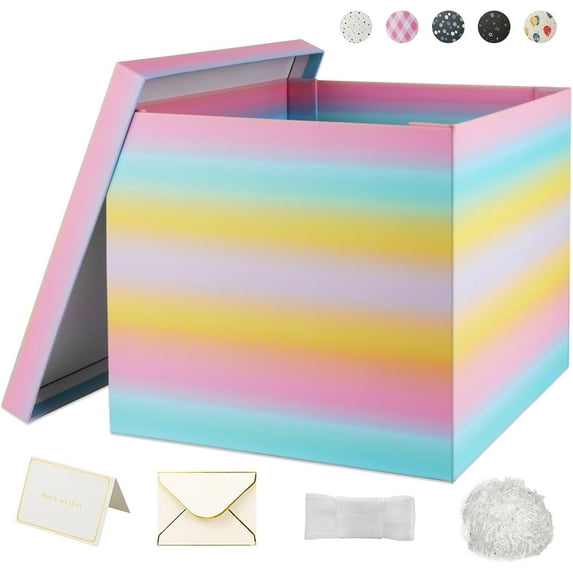 Large Gift Box 12x12x10 inches,Gift Boxes with Lids for Presents,Birthday Box,Gift Packaging for Baby Shower,Valentine's Day,Kids Party,Anniversaries and Celebrations.(Colorful Box)