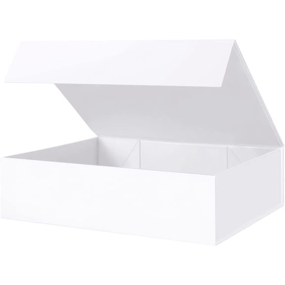 Large Gift Box 13.5x10x3.5 Inches, White Gift Box with Magnetic Closure Lid, Sturdy Shirt Box, Rectangle Collapsible Box for Gift Packaging (Matte White)