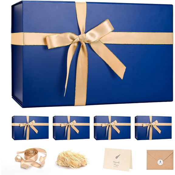 Large Gift Box 14"x8.5"x4.5" Christmas Gift Boxes with Lids for Presents for Anniversary Wedding Proposal Birthday Gift boxes with Shredded Filler Card Ribbon