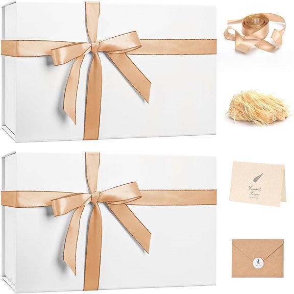 Large Gift Box 14"x8.5"x4.5" Christmas Gift Boxes with Lids for Presents for Anniversary Wedding Proposal Birthday Gift boxes with Shredded Filler Card Ribbon
