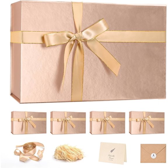 Large Gift Box 14"x8.5"x4.5" Christmas Gift Boxes with Lids for Presents for Anniversary Wedding Proposal Birthday Gift boxes with Shredded Filler Card Ribbon