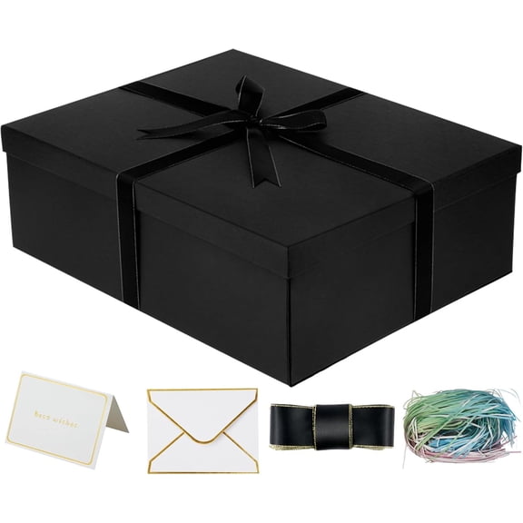 Large Gift Box 16.5x13x5.5 inches,Black Boxes with Lids for Presents,Birthday,Valentine's Day,Mother's Day,Christmas,Anniversary