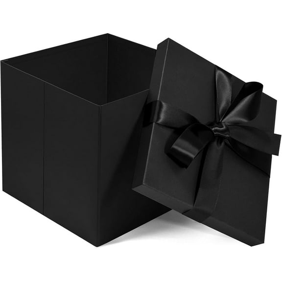 Large Gift Box with Lids 10x10x10 Inches, Ribbon& Cut Paper Shred with Card, for Birthdays, Graduations, Anniversaries, Christmas, Halloween, Valentine's Day