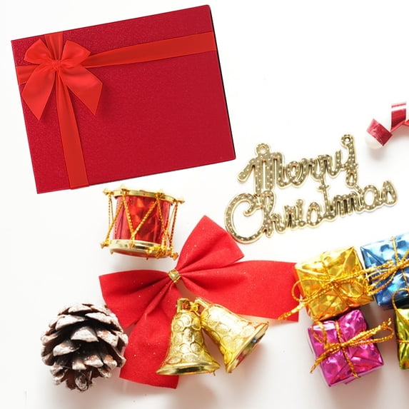 Large Gift Box with Ribbon & Lid | Gold or Red Cardboard Storage Box for Birthday Gifts, Christmas & Valentine's Day | 19x13x8cm Reusable Present Box for Girlfriend, Bridesmaid & Party Favors