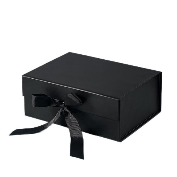 Large Gift Box with Lid for Present 13x9.7x3.4 inches, Black Gift Box with Ribbon