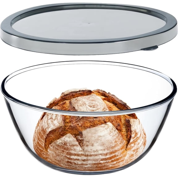 Large Glass Bowl for Sourdough Bread Making,4.7 Quart Glass Mixing Bowl for Sourdough Bread with Lid,Large Glas Salad Bowl,Kitchen Salad Bread Storage