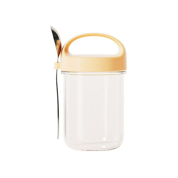 Large Glass Breakfast Cup with Spoon | Sealed Yogurt & Oatmeal Jar | Heat & Cold Resistant | Multi-Grain Cereal & Milkshake Container | Easy-Clean Wide Mouth Design