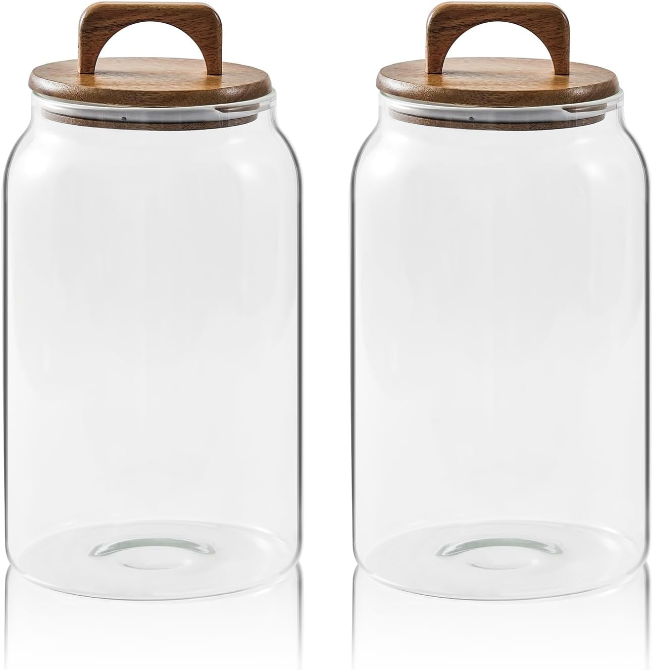 BETTWILL Glass Storage Jars Set Of 3 - Airtight Kitchen Canisters For Coffee, Pasta, Sugar, 20oz, 34oz, 48oz