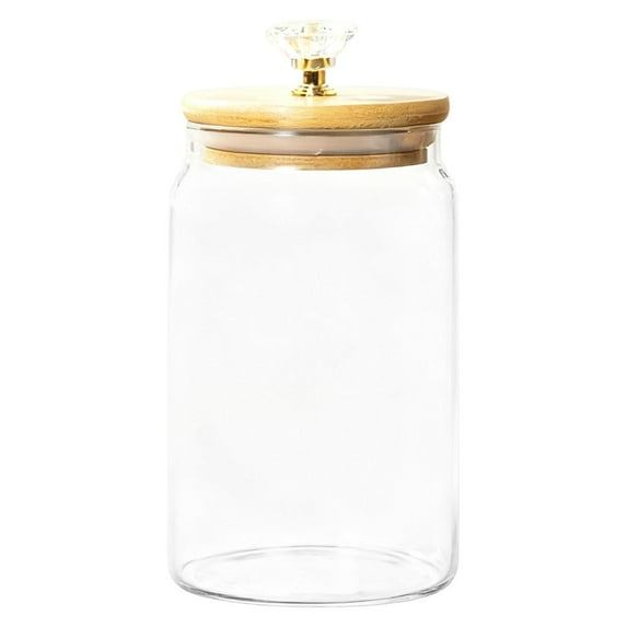 Large Glass Canisters for Kitchen Counter with Airtight Bamboo Lids - Cookie Jars with Wooden Lid, Food Storage Containers for Pantry, Flour Pasta Candy Coffee Pods