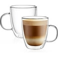 thumbnail image 1 of Large Glass Coffee Mugs 17oz,Double Walled Insulated Clear Coffee Cups with Handle,Clear Espresso Mugs for Cappuccino,Latte,Tea Bags,Hot and Cold Beverages,Set of 4, 1 of 7