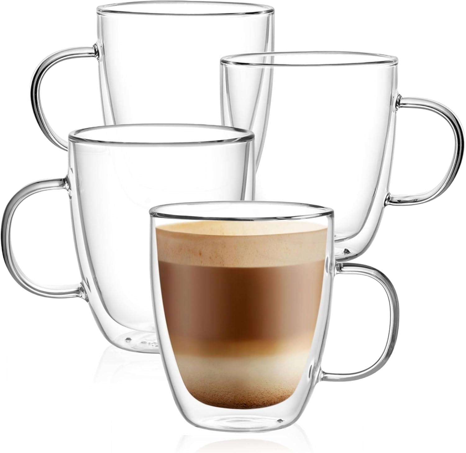 Picture of Large Glass Coffee Mugs 17oz,Double Walled Insulated Clear Coffee Cups ...