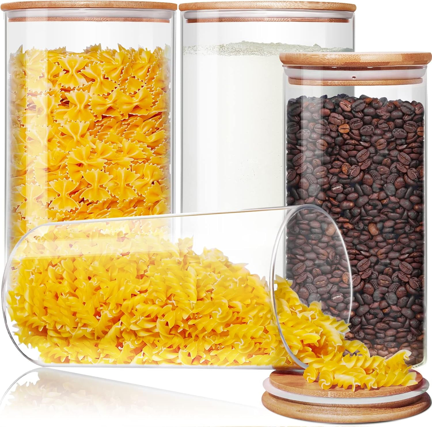 Large Glass Flour and Sugar Containers 180oz x2 [Set of 2], Glass Food ...