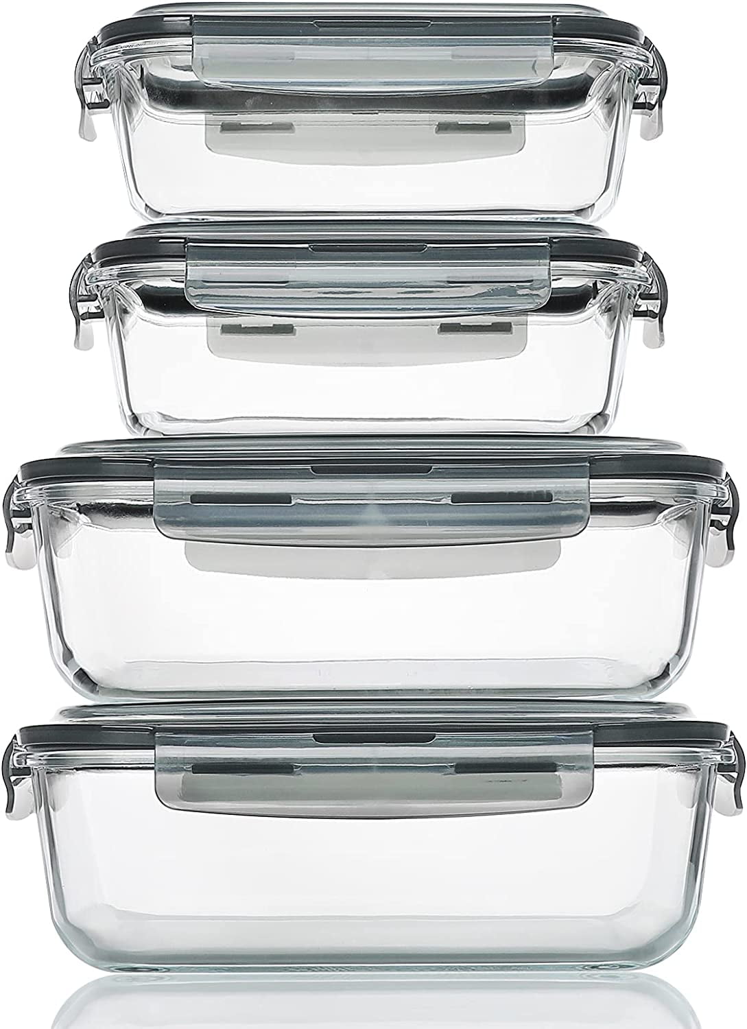 Large Glass Food Storage Containers with Locking Lids, 4-Pack