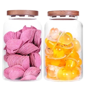 Large Glass Food Storage Jars with Airtight Wooden Lid,Set of 2 100 OZ(3000ml) Glass Canister Glass Food Containers for Kitchen Pantry for Flour, Tea, Coffee Beans, Sugar, Cookies