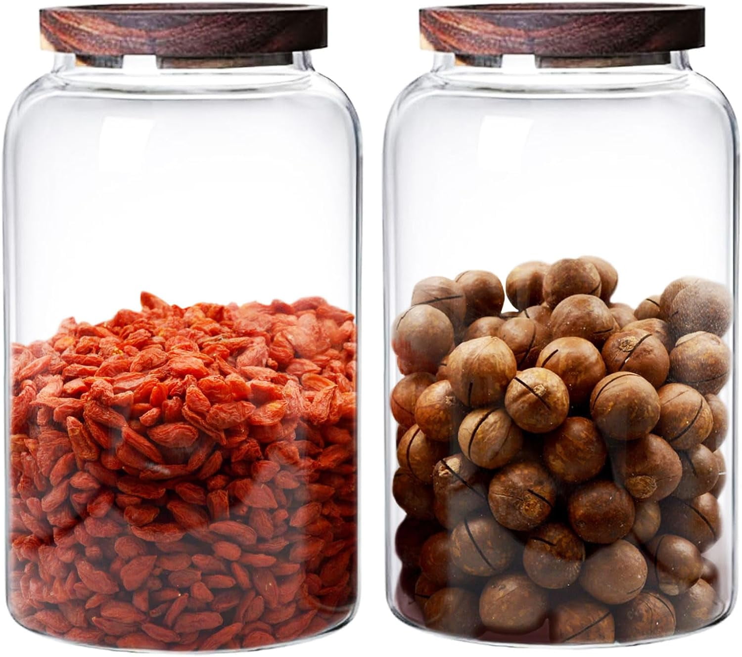 Large Glass Jar with Airtight Lid 98 FL OZ Glass Canister Set Wooden